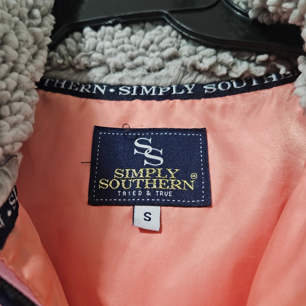 Simply Southern Womens Pink Sherpa Fleece Full Zip Vest Small Pockets Cozy Layer - Picture 3 of 4